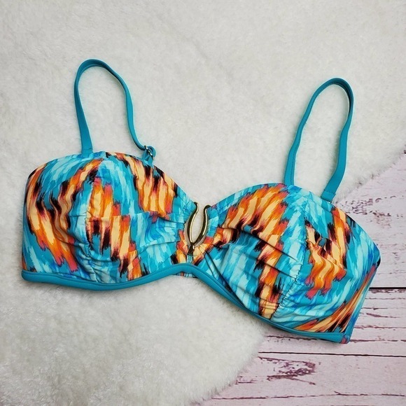 Sunsets Separates Shirred Bandeau Bikini Top Sz L - Picture 7 of 7